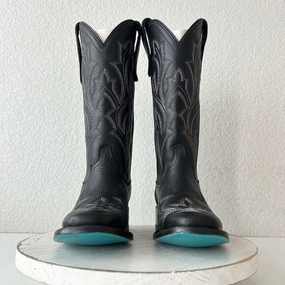 Lane Saratoga Womens Square Toe Cowboy Boots Sz 7 Black Leather Western Cowgirl - Picture 5 of 11